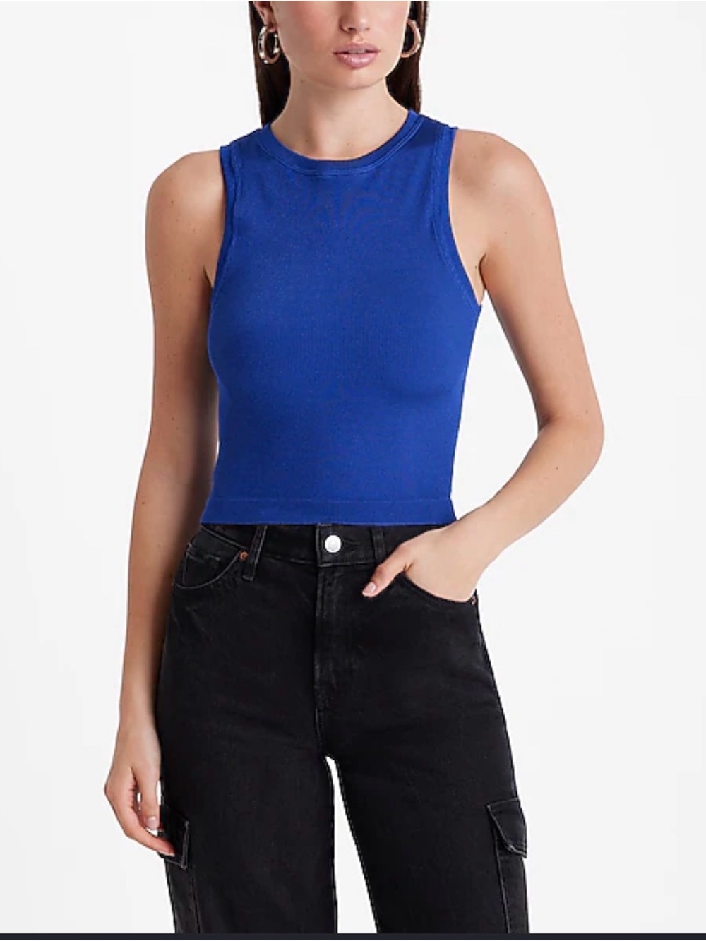 Express Body Contour Seamless Ribbed High Neck Tank